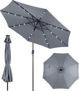 KOMFOTTEU parasol 300 cm z LED, skadany parasol ogrodowy, parasol tarasowy z korb i 8 ebrami i ochron przeciwsoneczn, parasol wspornikowy do ogrodu, balkonu