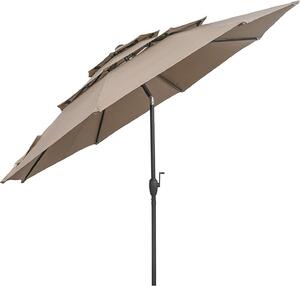 Parasol KOMFOTTEU 3M, 3-poziomowy parasol ogrodowy z podwójn wentylacj i korbk, parasol plaowy, uchylny, 300 × 240 cm, parasol do ogrodu, na basen, na balkon