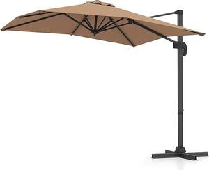 Parasol ogrodowy KOMFOTTEU z krzyow podstaw, parasol z moliwoci obrotu o 360°, uchylny parasol tarasowy z aluminiowym drkiem i korb, 245 x 243 x 237 cm