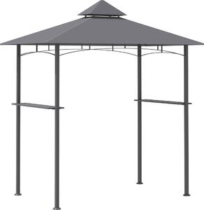 Pawilon ogrodowy Outsunny BBQ Pawilon balkonowy z pókami Ognioodporny podwójny dach Szary 245 x 148 x 252 cm
