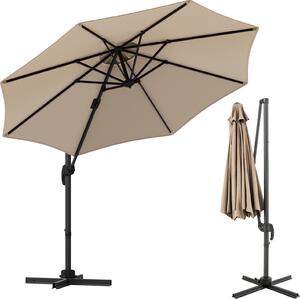 KOMFOTTEU parasol do ogrodu, 3 m, 360° z 5 regulowanymi naronikami, parasol na balkon z podstaw krzyow, 8 pozycji i korba, na taras, pla, basen