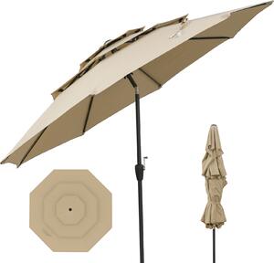 KOMFOTTEU 3-poziomowy parasol, parasol ogrodowy skadany pod ktem 45°, parasol tarasowy z ochron przeciwsoneczn i powok PA, parasol balkonowy do ogrodu, patio, na podwórko