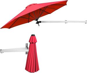 KOMFOTTEU parasol cienny z regulacj wysokoci i kta nachylenia, parasol na cianie oszczdzajcy miejsce i skadany, parasol wspornikowy 250 cm z ochron przeciwsoneczn i ochron przed warunkami atmosferycznymi, parasol balkonowy do uytku na zewntrz