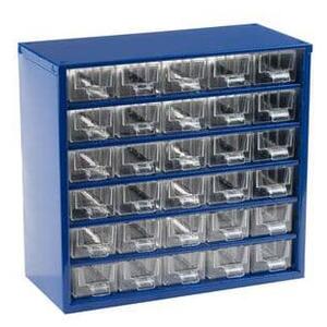 Organizer metalowy, 30 szufladek, niebieski