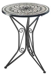 Stó ogrodowy Kobolo z blatem o wygldzie mozaiki - wysoko 68 cm rednica 55 cm - ródziemnomorski szary okrgy metal meble balkonowe meble ogrodowe meble ogrodowe deco