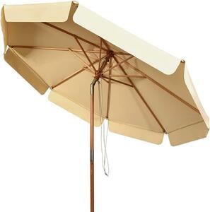 Parasol KOMFOTTEU 3M, parasol ogrodowy wykonany z drewna bukowego, uchylny, parasol tarasowy wodoodporny i chronicy przed socem, parasol plaowy z 8 rozpórkami