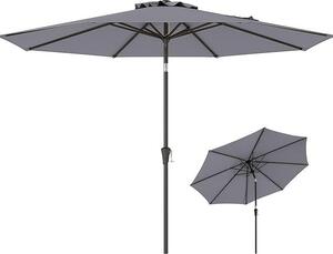 Skadany parasol KOMFOTTEU, parasol ogrodowy 300 cm z ochron UV, parasol na korbk z 6 rozpórkami i korbk rczn, parasol na taras i parasol balkonowy do ogrodu, na targ, na pla