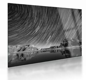 Obraz na szkle - Czarno - biały obraz gwiaździstego nieba (70x50 cm)