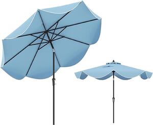 280 CM parasol ogrodowy, parasol zewntrzny z oson przeciwsoneczn i metalow ram oraz 8 rozpórkami i przecznikiem, baldachim z poliestru, 2-czciowy supek, niebieski