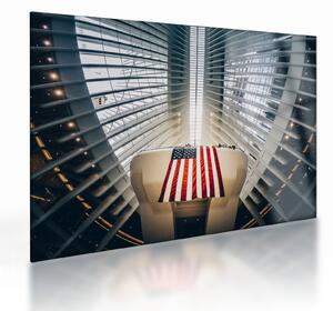 Obraz na szkle - budynek z flagą USA (70x50 cm)