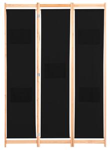 Parawan 3-panelowy, czarny, 120x170x4 cm, tkanina