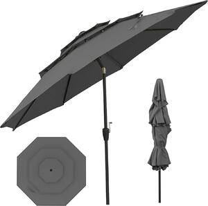 KOMFOTTEU 3-poziomowy parasol, parasol ogrodowy skadany pod ktem 45°, parasol tarasowy z ochron przeciwsoneczn i powok PA, parasol balkonowy do ogrodu, patio, na podwórko