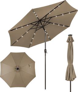 KOMFOTTEU parasol 300 cm z LED, skadany parasol ogrodowy, parasol tarasowy z korb i 8 ebrami i ochron przeciwsoneczn, parasol wspornikowy do ogrodu, balkonu