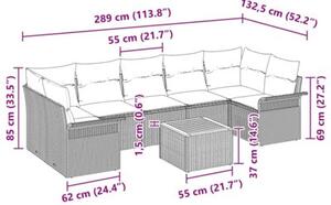 Zestaw Mebli Ogrodowych Komplet Wypoczynkowy Z Poduszkami 8-Częściowy Czarny Rattan Na Taras Balkon Ogród