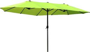 Parasol Outsunny Double 455 x 265 cm, parasol z ochron UV i korb, parasol balkonowy, wiatroodporny, parasol z korb, ochrona przeciwsoneczna na balkon i ogród, zielony