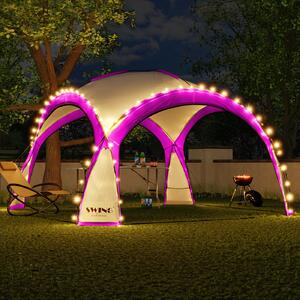 Pawilon imprezowy LED XXL DomeShelter 450cm ogród z panelem sonecznym designerski namiot ogrodowy namiot imprezowy z owietleniem - róowy