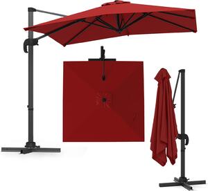 Parasol ogrodowy, parasol z krzyow podstaw, skadany parasol boczny, 5 regulowanych któw nachylenia, 8 metalowych eber, mechanizm korbowy, 243 x 245 x 237 cm