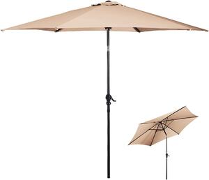 Skadany parasol KOMFOTTEU, parasol ogrodowy 300 cm z ochron UV, parasol na korb z 6 rozpórkami i korb rczn, parasol na patio i parasol balkonowy do Ogród, rynek, plaa