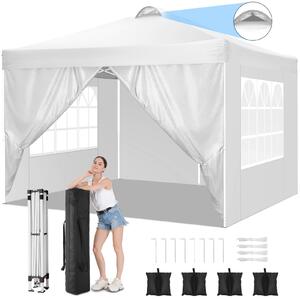 Pawilon, skadany pawilon Pop Up 3x3m, z 4 zdejmowanymi cianami bocznymi, wodoodporny i ochrona UV 50+, regulowana wysoko, w zestawie torba, biay