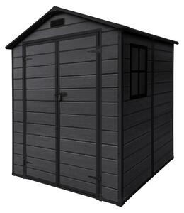 ECD Germany – altana ogrodowa odporna na warunki atmosferyczne, 5 m³, z tworzywa sztucznego, z podwójnymi drzwiami, podog i dachem dwuspadowym, 151 x 182 x 220 cm, ciemnoszara, schowek na narzdzia, altana ogrodowa