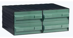 Organizer modułowy PS, 4 szuflady, czarny/zielony, 52,2 x 39 x 22,8 cm