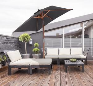 Parasol ogrodowy Outsunny 200 x 150 x 235 cm, skadany, 3-poziomowy, regulowany, prostoktny, wodoodporny i odporny na promieniowanie UV, idealny na pla, balkon, taras, ogród, ciemnoszary