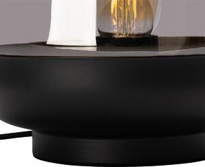 Designerska lampa stołowa czarna ze złotem i dymionym szkłem - Kyan Oswietlenie wewnetrzne