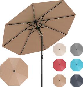 Parasol ogrodowy KOMFOTTEU 300 cm z 96 lampkami LED i 9 trybami, parasol z korbk, parasol tarasowy skadany pod ktem 35° z obu stron, parasol na balkon, pla, basen, bez podstawy