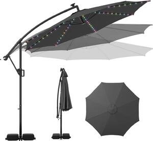 Parasol ogrodowy KOMFOTTEU Ø 300 cm z 96 kolorowymi wiatami, 9 trybów, parasol z korbk i moliwoci obrotu o 360°, parasol rynkowy z podstaw na taras, do ogrodu