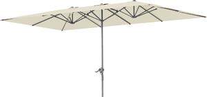 Parasol podwójny Outsunny z korb 451 x 264 cm, ochrona UV 50+, wiatroodporny parasol ogrodowy, parasol balkonowy, aluminiowy parasol rynkowy, ochrona przeciwsoneczna na balkon, taras, ogród, kremowo-biay