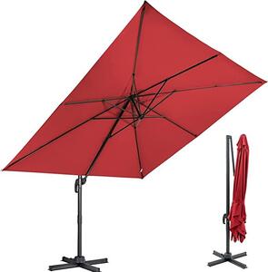 Parasol 300cm, parasol wspornikowy z regulowanym ktem nachylenia i mechanizmem korbowym, parasol ogrodowy z podstaw krzyow, parasol rynkowy z ochron UV i wodoodporny, na balkon, ogród, kawiarni