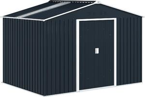 Domek ogrodowy Outsunny z metalu, 4,9 m², z dachem dwuspadowym, drzwiami przesuwnymi, fundamentem, 277 x 195 x 192 cm, ocynkowany, stalowy domek narzdziowy, odporny na warunki atmosferyczne, do ogrodu, ciemnoszary