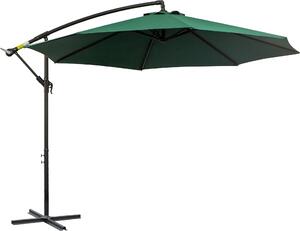 Parasol Outsunny cantilever Ø300 cm parasol uchylny z ochron UV parasol korbowy ze stojakiem, mechanizm korbowy, parasol ogrodowy parasol przeciwsoneczny na balkon, taras ogrodowy, zielony