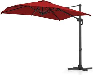 Parasol ogrodowy KOMFOTTEU z krzyow podstaw, parasol z moliwoci obrotu o 360°, uchylny parasol tarasowy z aluminiowym drkiem i korb, 245 x 243 x 237 cm
