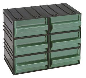 Organizer modułowy,y6 szuflad, czarny/zielony