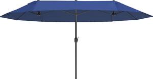 Parasol Outsunny Double 455 x 265 cm, parasol z ochron UV i korb, parasol balkonowy, wiatroodporny, parasol z korb, ochrona przeciwsoneczna na balkon i ogród, niebieski