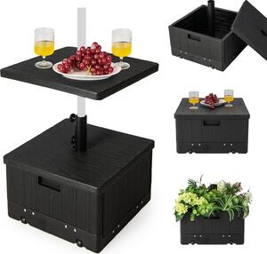 Stojak na parasole KOMFOTTEU z kókami i tac stoow, stojak na parasole moe by wypeniony 55 litrami wody/80 kg piasku, podstawa parasola do tyczek parasolowych 38/48 mm, stojak na parasole z uchwytem i torb obcieniow