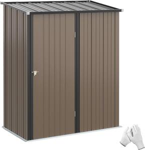 Domek narzdziowy Outsunny 1,34 m², szafka narzdziowa z dachem dwuspadowym, zamykana, domek ogrodowy, wykonany ze stali ocynkowanej, 161,5 x 94,5 x 196 cm, kolor brzowy