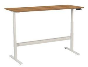 Stół biurowy Manutan z regulacją wysokości, 180 x 80 x 62,5 – 127,5 cm, wersja prosta, ABS 2 mm, orzech