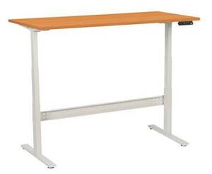 Stół biurowy Manutan z regulacją wysokości, 160 x 80 x 62,5 – 127,5 cm, wersja prosta, ABS 2 mm, buk