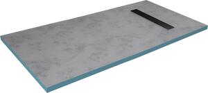 Brodzik MARWELL Element prysznicowy o wymiarach 90 x 160 x 4 cm do bezpo?redniego wy?o?enia p?ytkami ze zintegrowanym odp?ywem w kolorze czarnym i odp?ywem poziomym