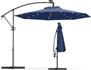 KOMFOTTEU parasol LED 300cm x 230cm, parasol ogrodowy z korb rczn, parasol tarasowy ze stojakiem obracanym o 360°, parasol wspornikowy, parasol rynkowy bez stojaka do uytku na zewntrz
