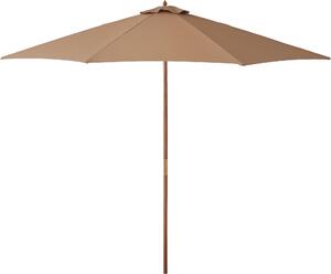 Parasol Outsunny Ø 300 cm, parasol z ochron UV, parasol balkonowy z drewna, parasol plaowy, stabilny parasol targowy, ochrona przeciwsoneczna na pla, taras, do ogrodu, khaki