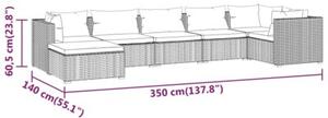 Zestaw Mebli Ogrodowych Komplet Wypoczynkowy Z Poduszkami 7-Częściowy Czarny Rattan Na Taras Balkon Ogród