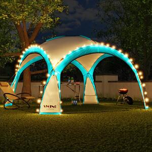 Pawilon imprezowy LED XXL DomeShelter 450cm ogrodowy z panelem sonecznym designerski namiot ogrodowy namiot imprezowy z owietleniem - turkusowy