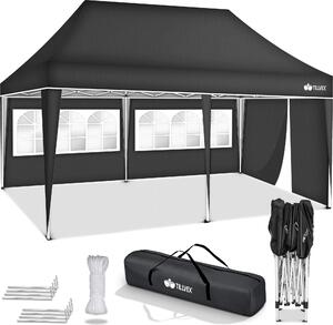 Tillvex altana 3x6m - z 3 panelami bocznymi antracytowa wodoodporna | składana altana pop-up z regulacją wysokości | namiot ogrodowy ochrona UV 50+ | namiot imprezowy z torbą do ogrodu
