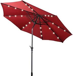 Parasol ogrodowy z owietleniem LED, do uytku na zewntrz, z panelem sonecznym, uchylny, 3 m (czerwony)