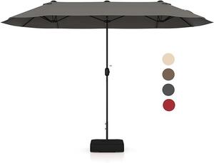 KOMFOTTEU podwójny parasol 4x2m z LED, prostoktny parasol z korb i stojakiem, duy parasol balkonowy z ochron UV, parasol tarasowy