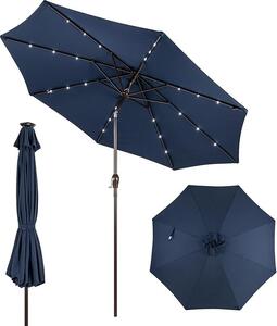KOMFOTTEU parasol 300 cm z LED, skadany parasol ogrodowy, parasol tarasowy z korb i 8 ebrami i ochron przeciwsoneczn, parasol wspornikowy do ogrodu, balkonu