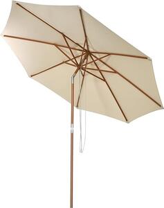 KOMFOTTEU parasol skadany, parasol ogrodowy 270/300 cm wykonany z drewna, parasol rynkowy z 8 rozpórkami, parasol tarasowy uchylny do ogrodu, na pla, balkon, beowy